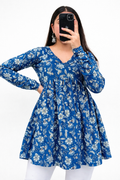 New Stylish Indigo Blue V neck Top