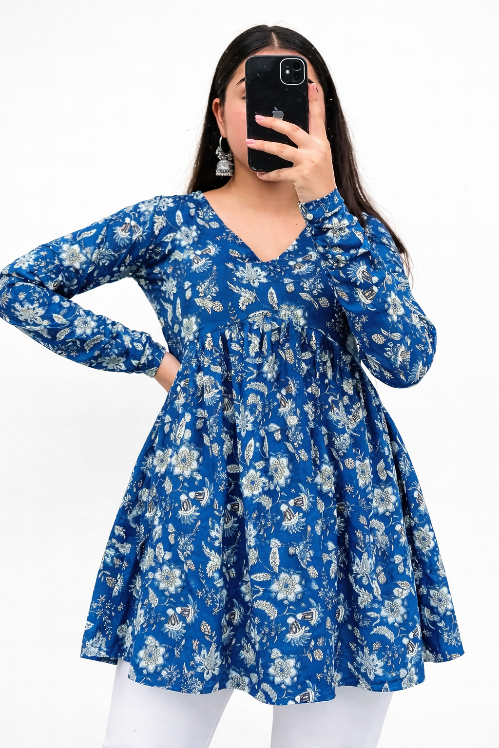 New Stylish Indigo Blue V neck Top